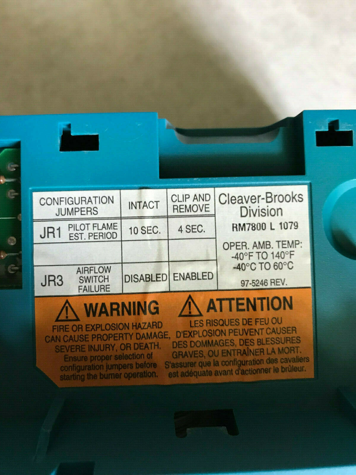 Cleaver Brooks 833-2718,Cleaver Brooks Division 833-2718 Rm7800l 1079,Eb