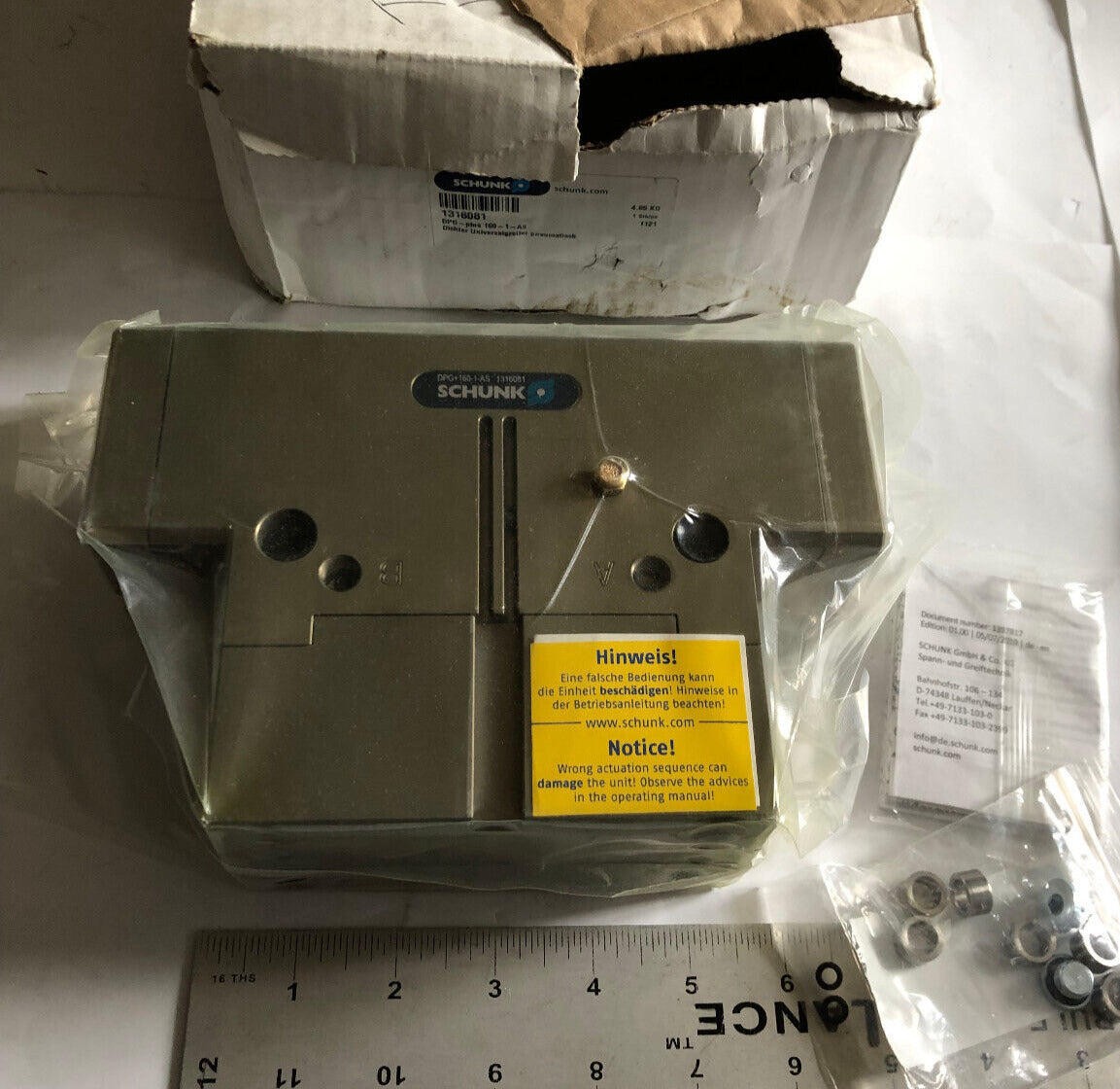 New Schunk Dpg+160-1-As Pneumatic Sealed Universal Gripper. 1316081,Ar