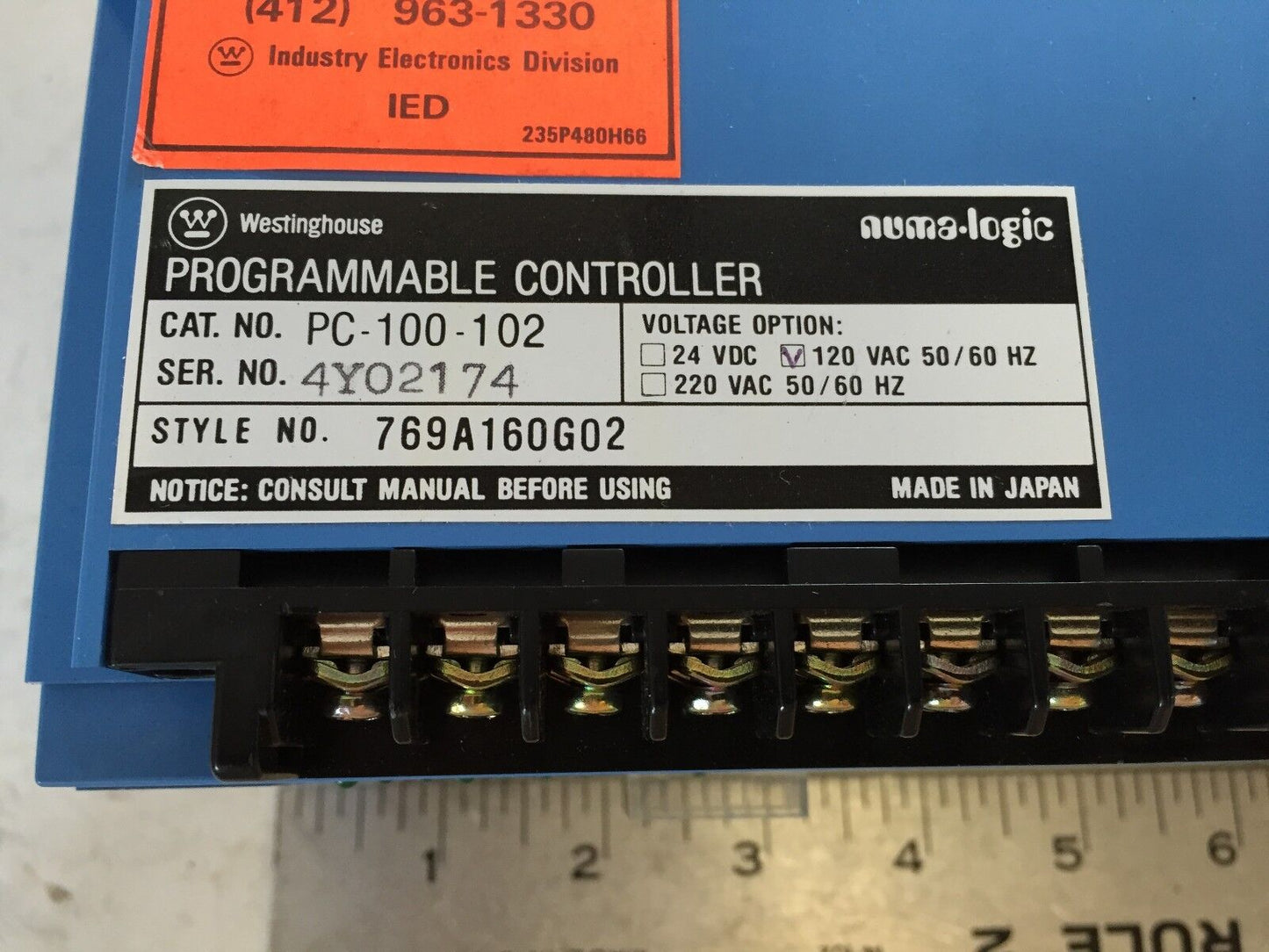 Westinghouse Pc-100-102 Programmable Controller,Pc-100 Numa-Logic,Sa
