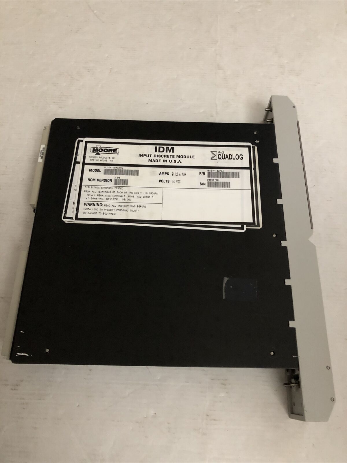 Moore Qlidm115acaan,Idm 115 Vac,Critical 24Vdc .12Amp Apacs+ Quadlog,16107,Tg,Cs