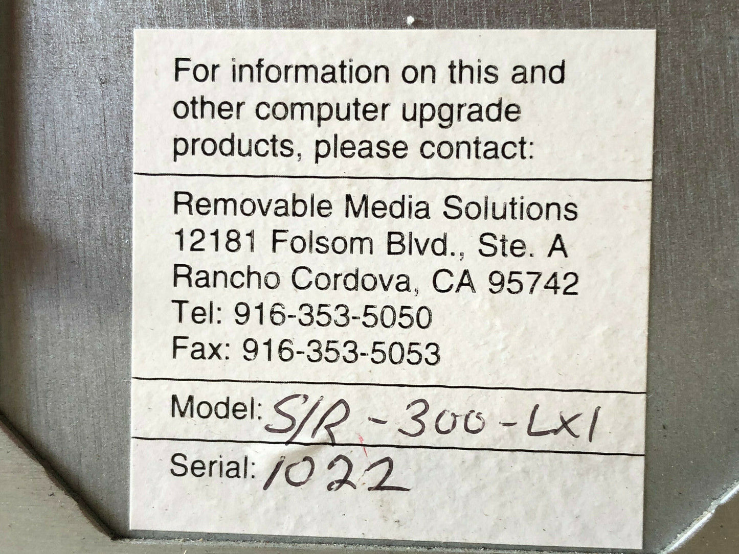 Removable Media Solutions S/R-300-Lx1,En