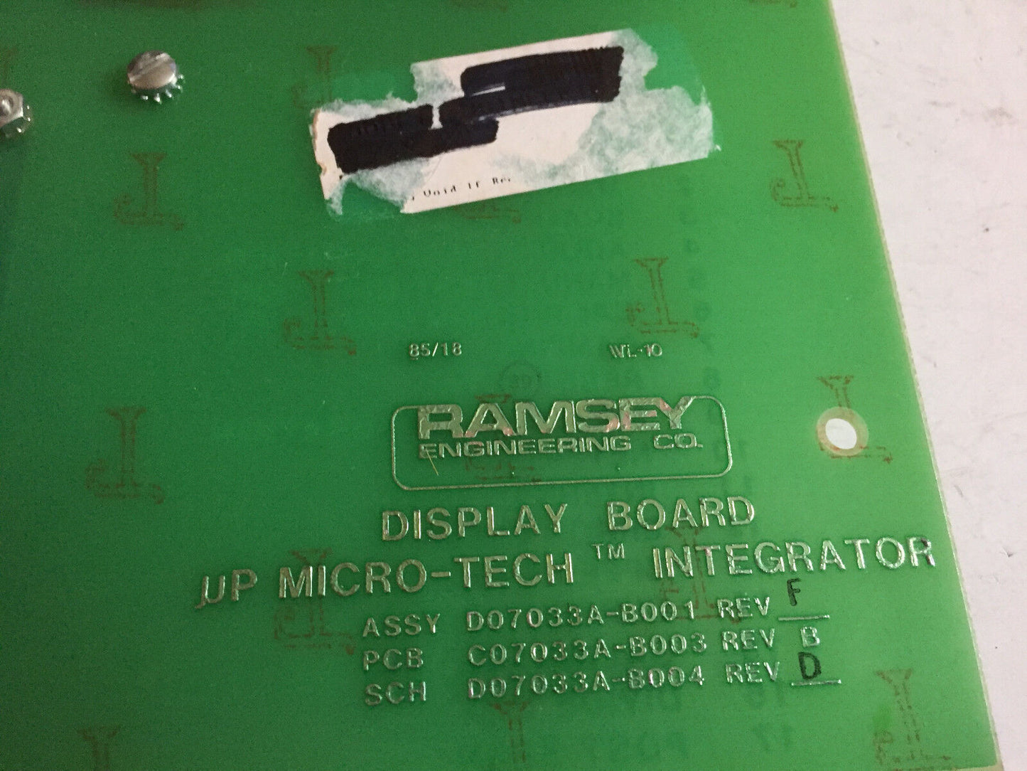 Ramsey D07033a-B001 Rev.F,Display Board,C07033a-B003,Up Micro-Tech,Cz