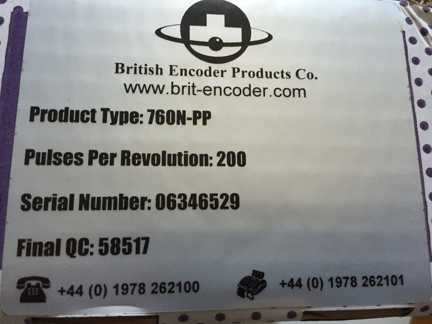 New British 760N-Pp Encoder Encoder,760N Pp,Ee