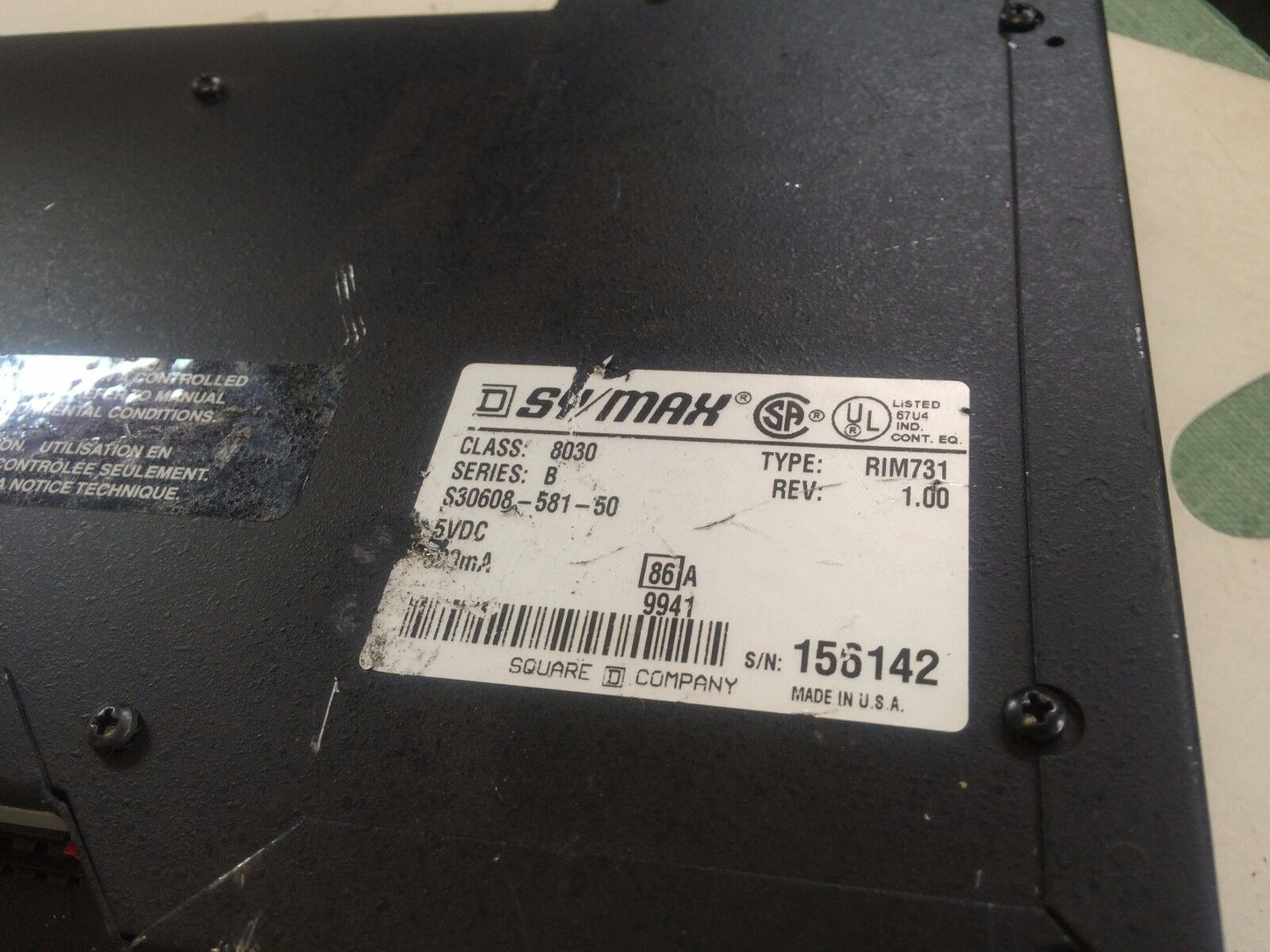 (Part) Square D Rim731,Class 8030 Sy/Max 64Pt Input 8030 Rim731,S30608-581-50,Eb