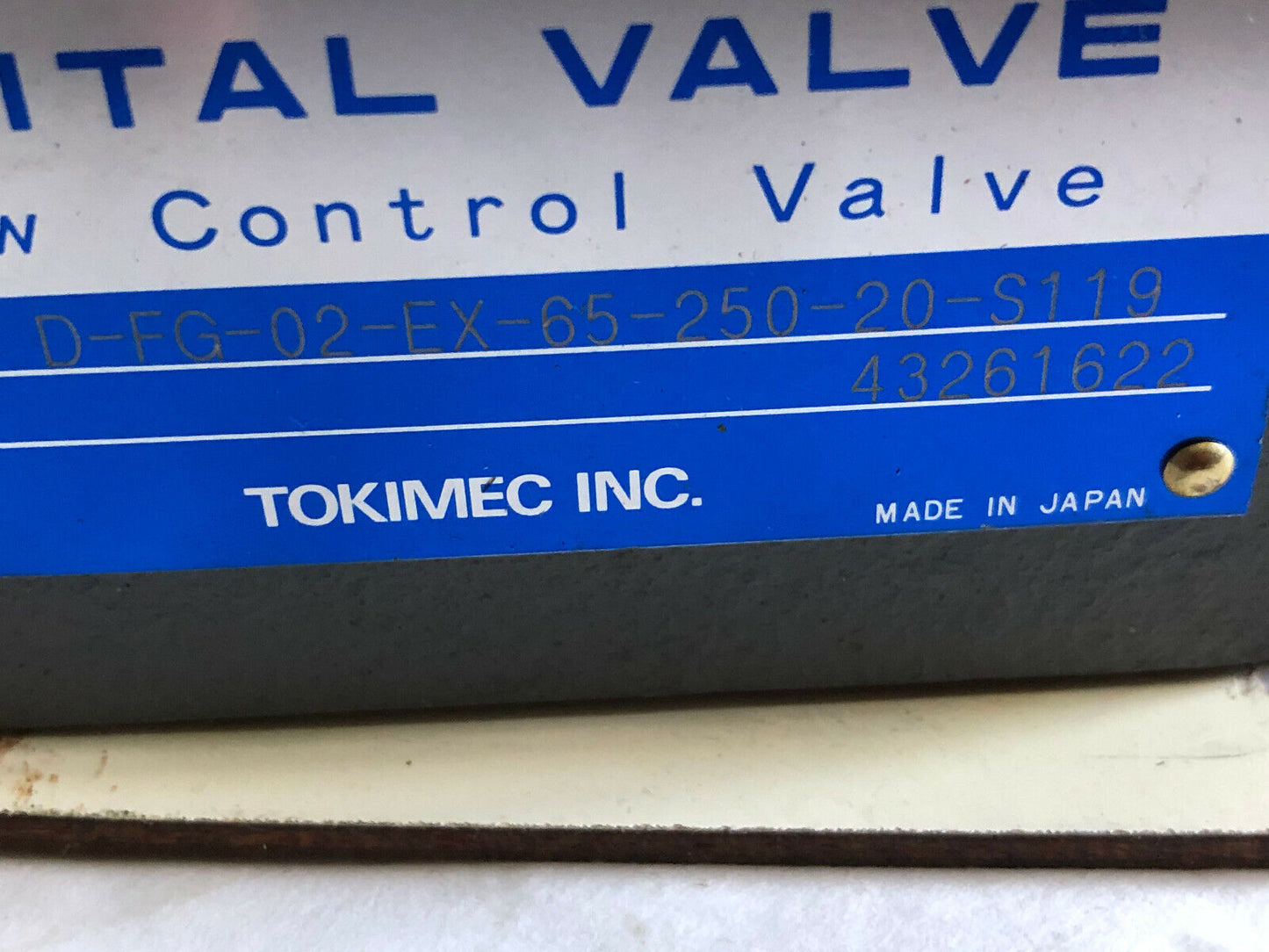 Tokimec D-Fg-02-Ex-65-250-20-S119 Digital,250 Flow Control Valve,43261622,520,Tn