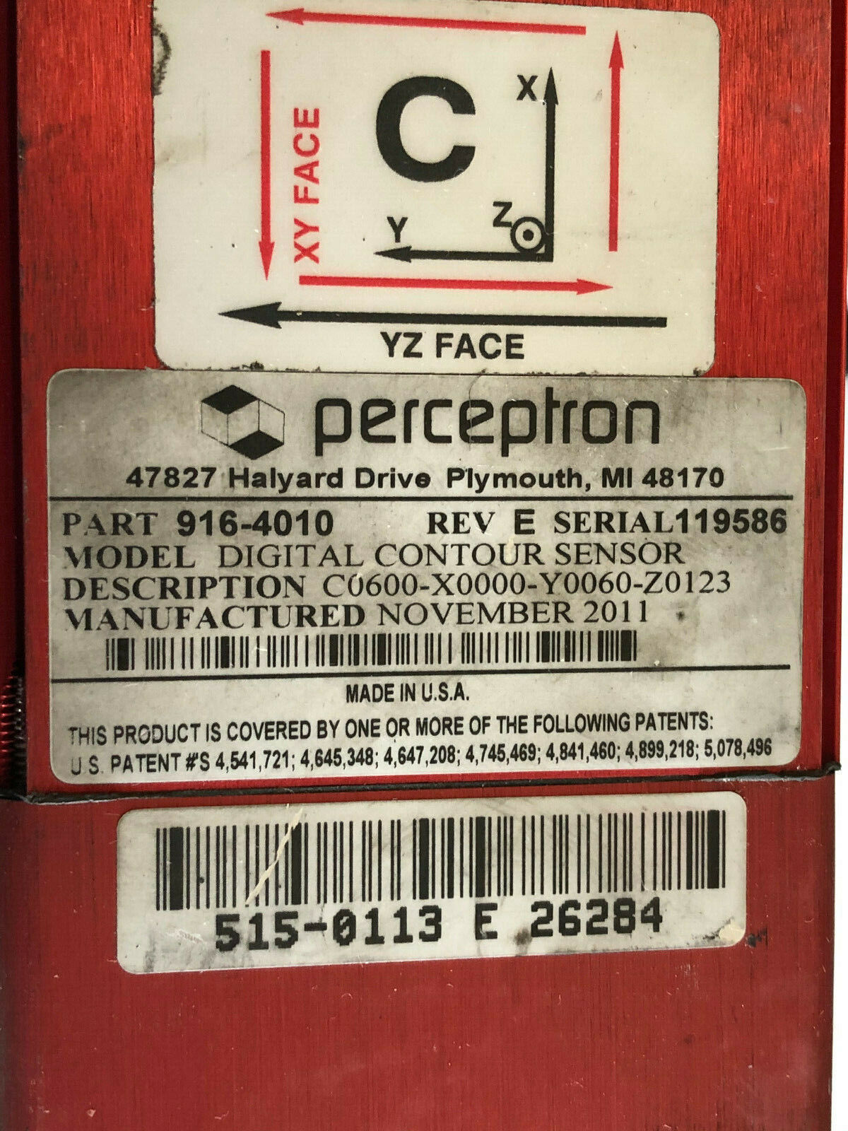Perceptron 916-4010,C0600-X0000-Y0060-Z0123 Digital Contour Sensor,Tn