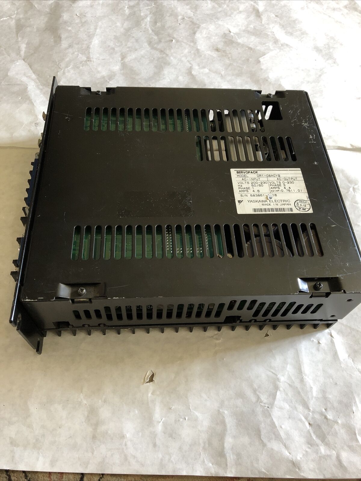 Yaskawa Dr1-08Acy9 Servopack 4.4Amp 0-230Vac 750W 1Hp 3Ph,Dr1-O8acy9,Ev