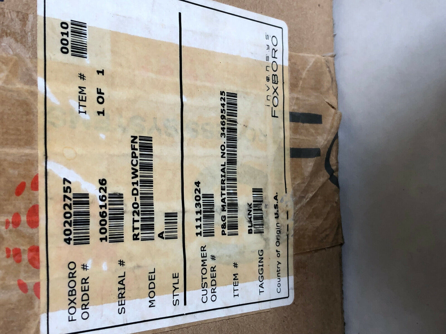 New Foxboro Rtt20-D1wcpfn Temperature Transmitter,0-1202*F Npt 1/2" 12-42Vdc,Sk