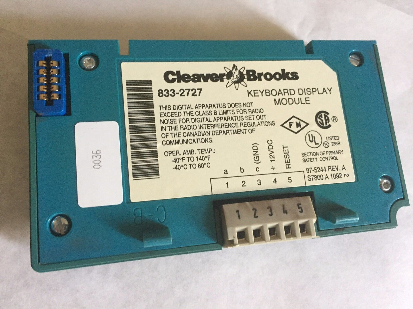 Cleaver Brooks 833-2727 Keyboard Display Module,Bm,Er,Cx,Et,Sc