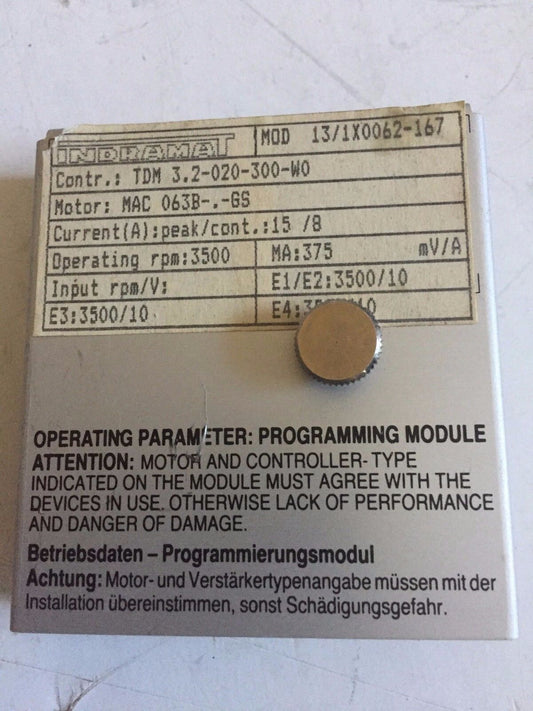 Indramat 13/1X0062-167 Bosch Program Tdm-3.2-20-300-W0 Mod131x0062167,Bv