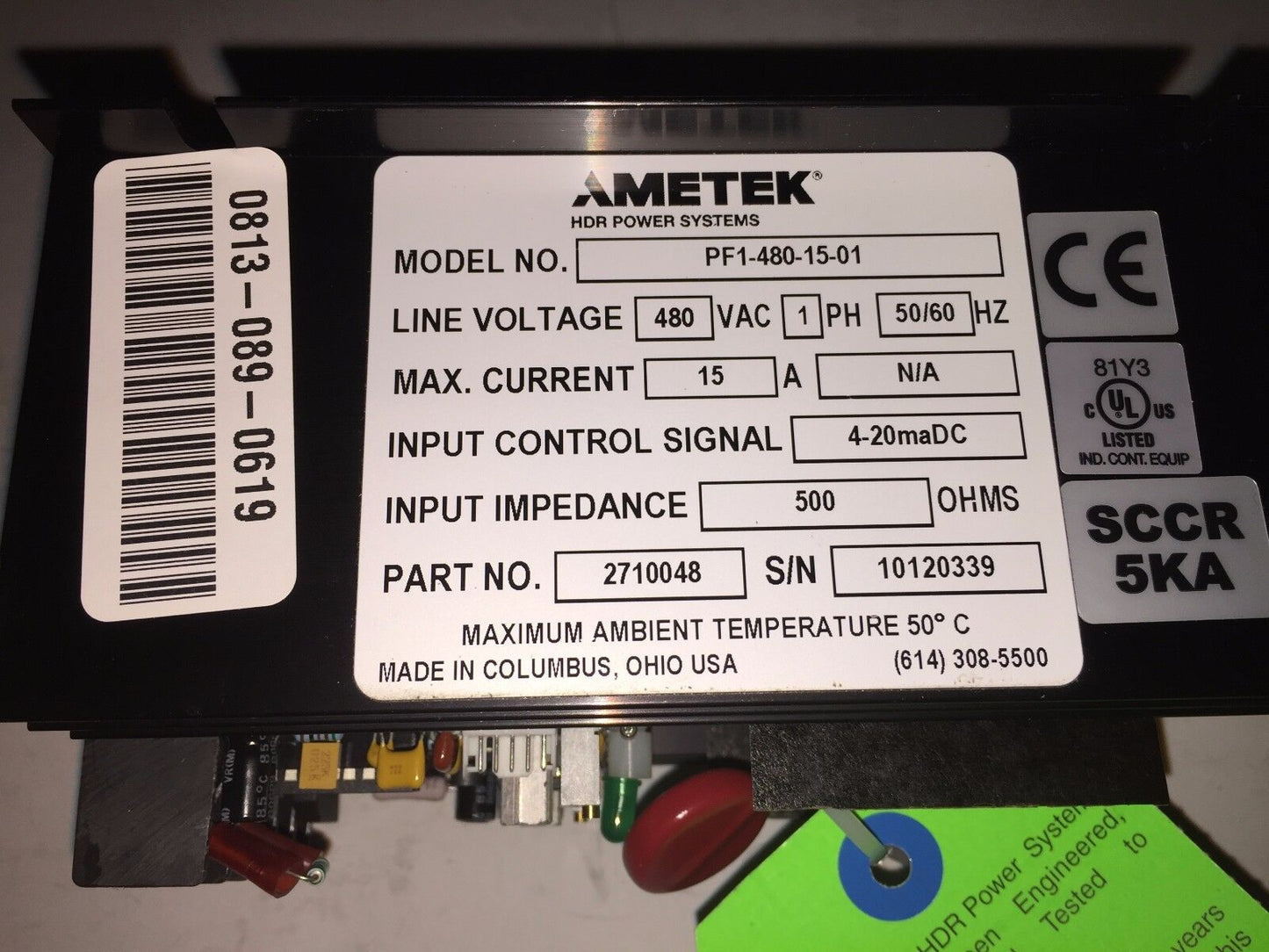 New Ametek 2710048, Pf1-480-15-01 Hdr Power System 480Vac,Bv