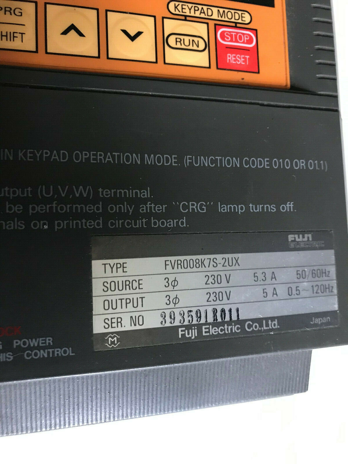 Fuji Electric Fvr008k7s-2Ux Control,Fuji Fvr008k7s-2Ux,Fuji Fvr K7s,So