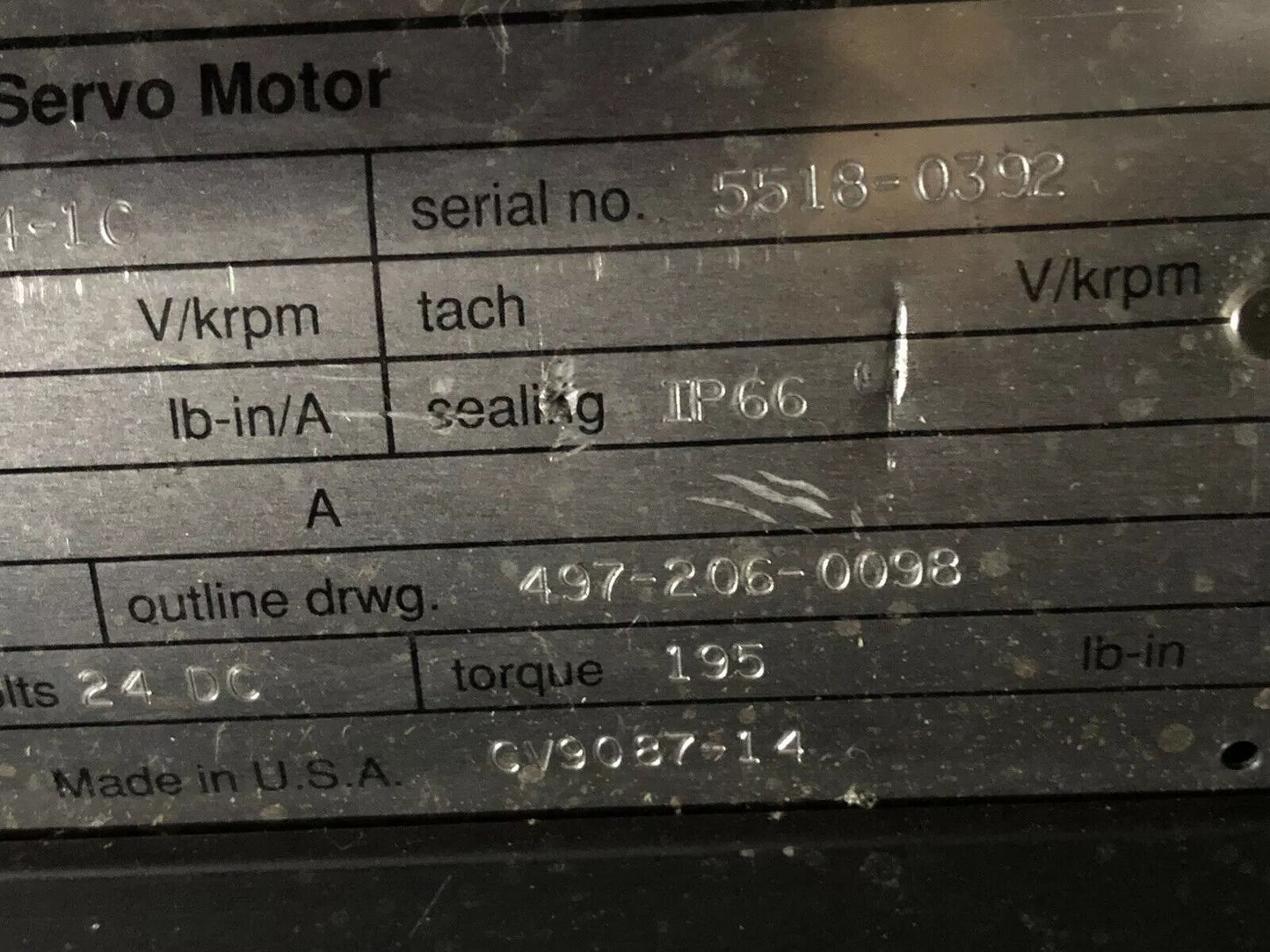 Aeg Gettys M33y-Snry-Y004-1C ,76.1 Dc Servo Motor, 24Vdc,Te