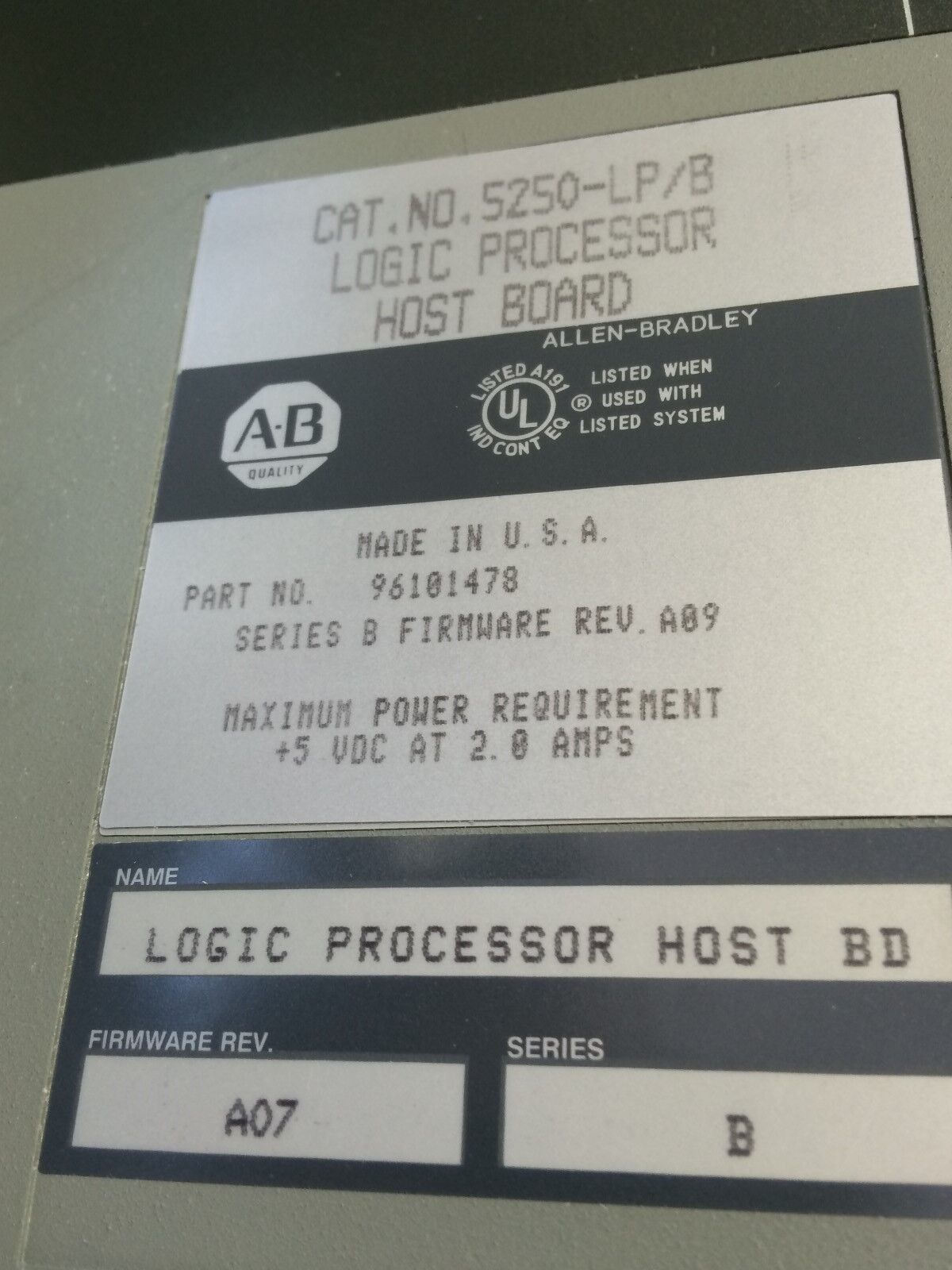 Allen-Bradley 5250-Mlp2/B,5250-Lp/B 512K Logic Processor Plc Module,Fj