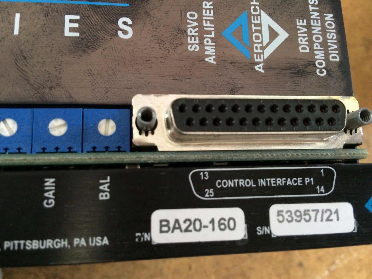 Aerotech Ba20-160 Servo Amplifier,3-Ph,0-400Hz, 7.1A Rms Industrial Ba20,Em