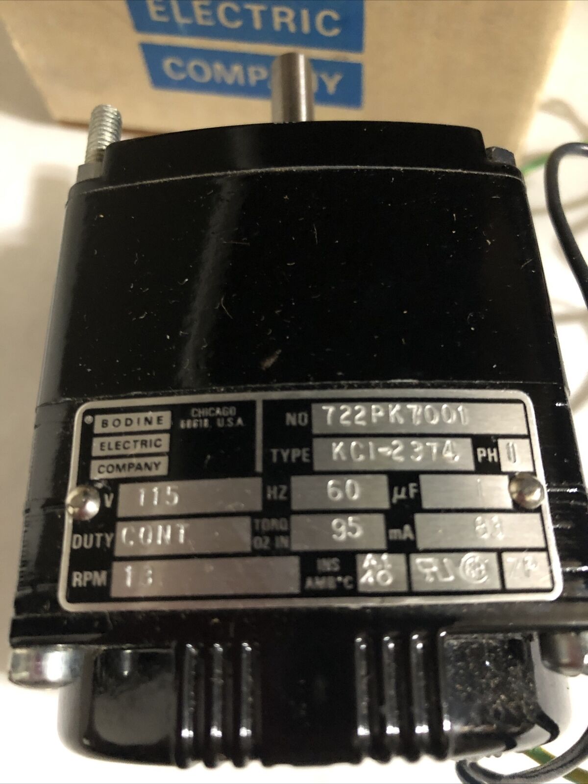 New Bodine Electric Gearmotor Kci-23T4 ,722Pk7001,Kc1-23T4,115V,Dj