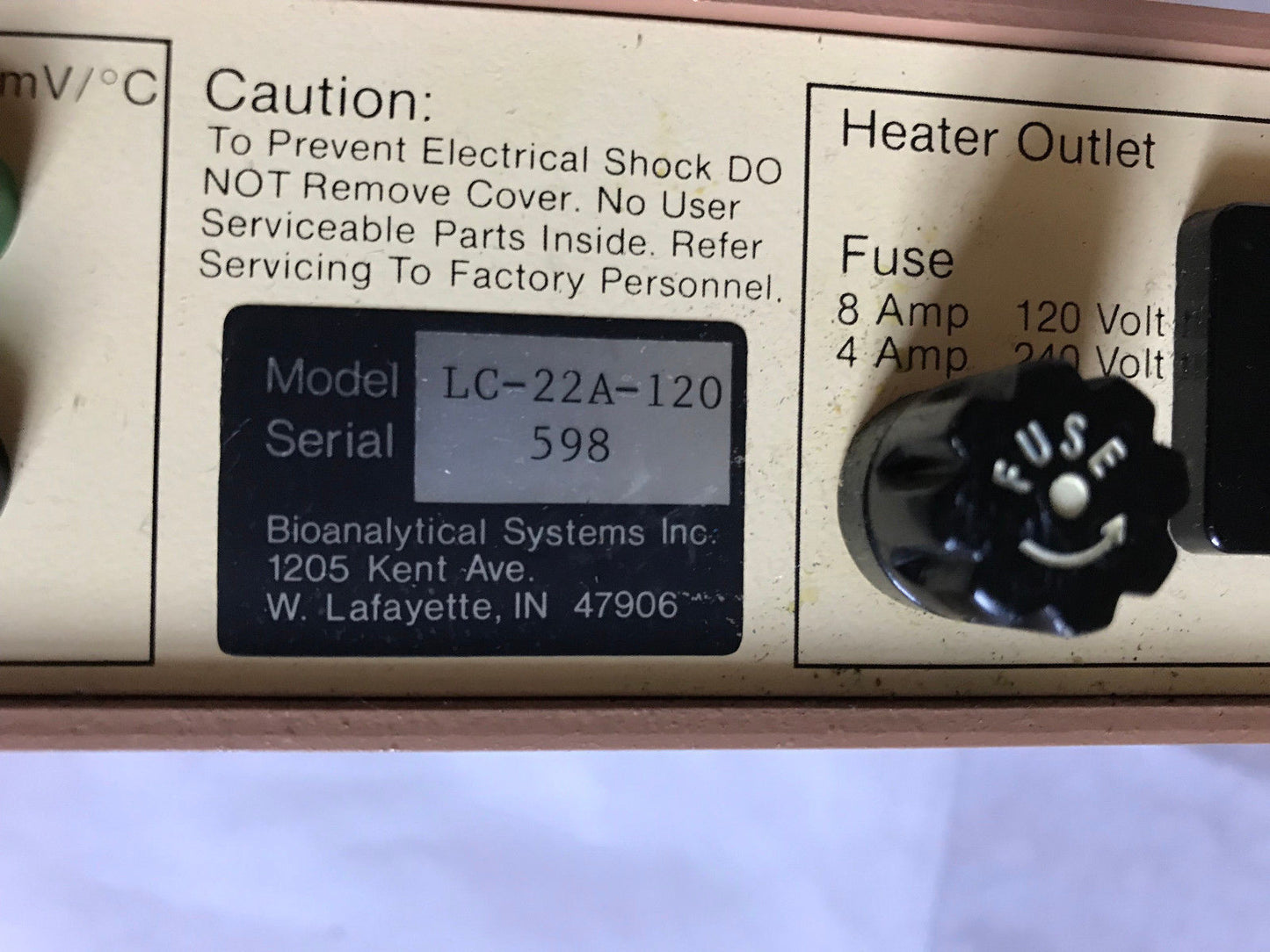 Bioanalytical Systems Lc-22A-120 Temperature Controller Lc-22A,Et