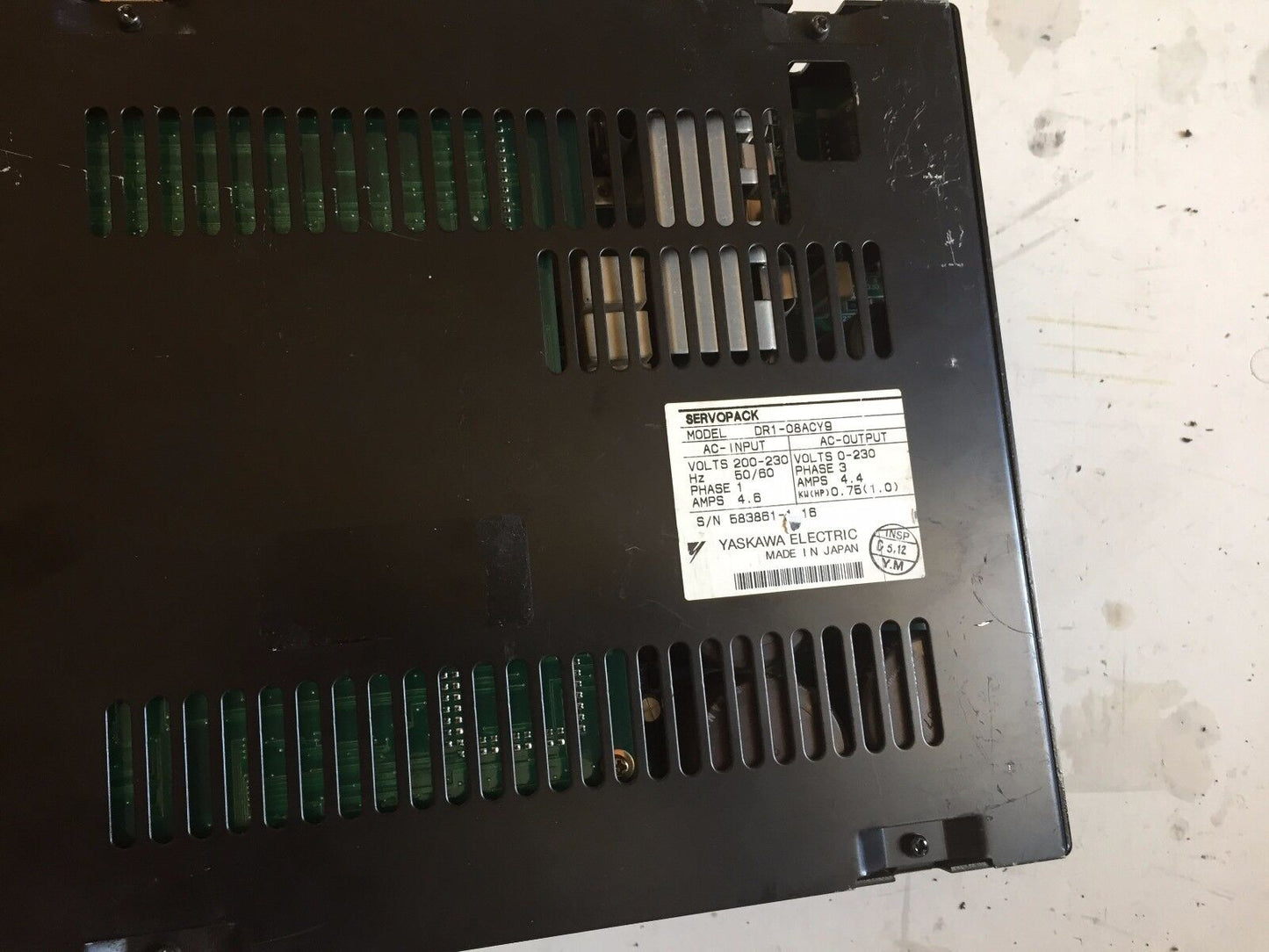 Yaskawa Dr1-08Acy9 Servopack 4.4Amp 0-230Vac 750W 1Hp 3Ph,Dr1-O8acy9,Ev