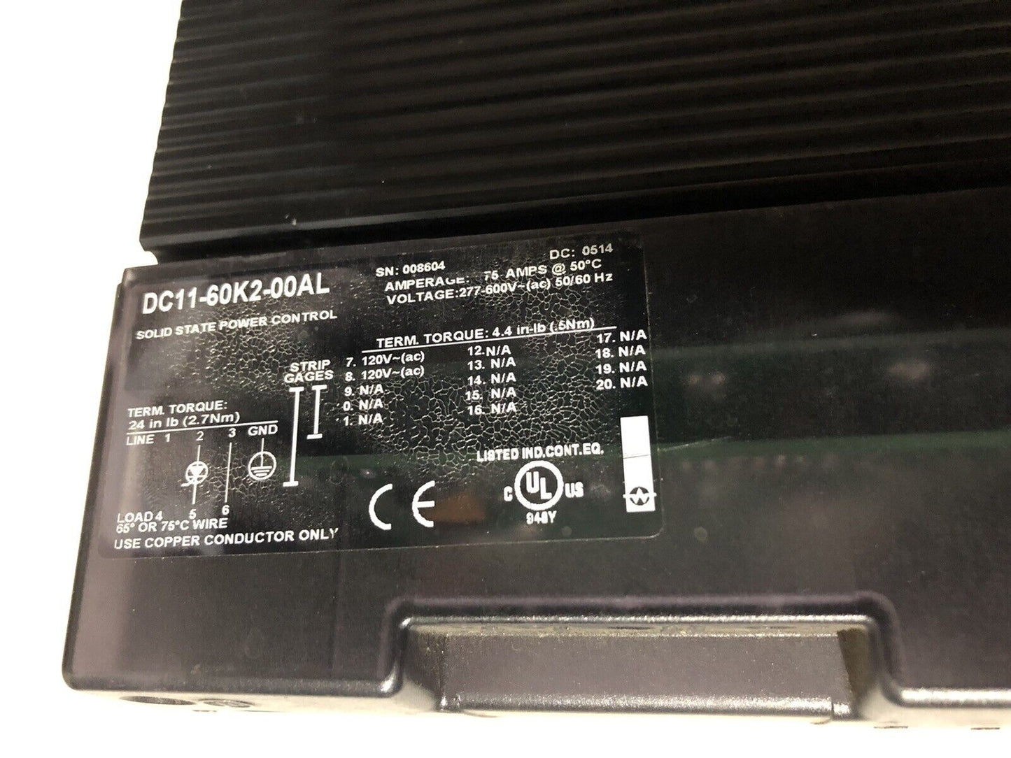 Watlow Din-E-Mite Dc11 60K2 00Al Controller Dc11-60K2-00Al Nmb 3115Fs-12T-B30,Tn