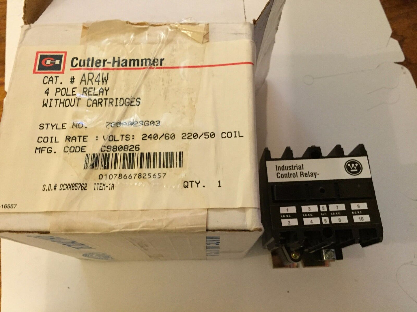 New Cutler Hammer Ar4w 766A023g03 240/220V,10 Amps Industrial Control Relay,Ej
