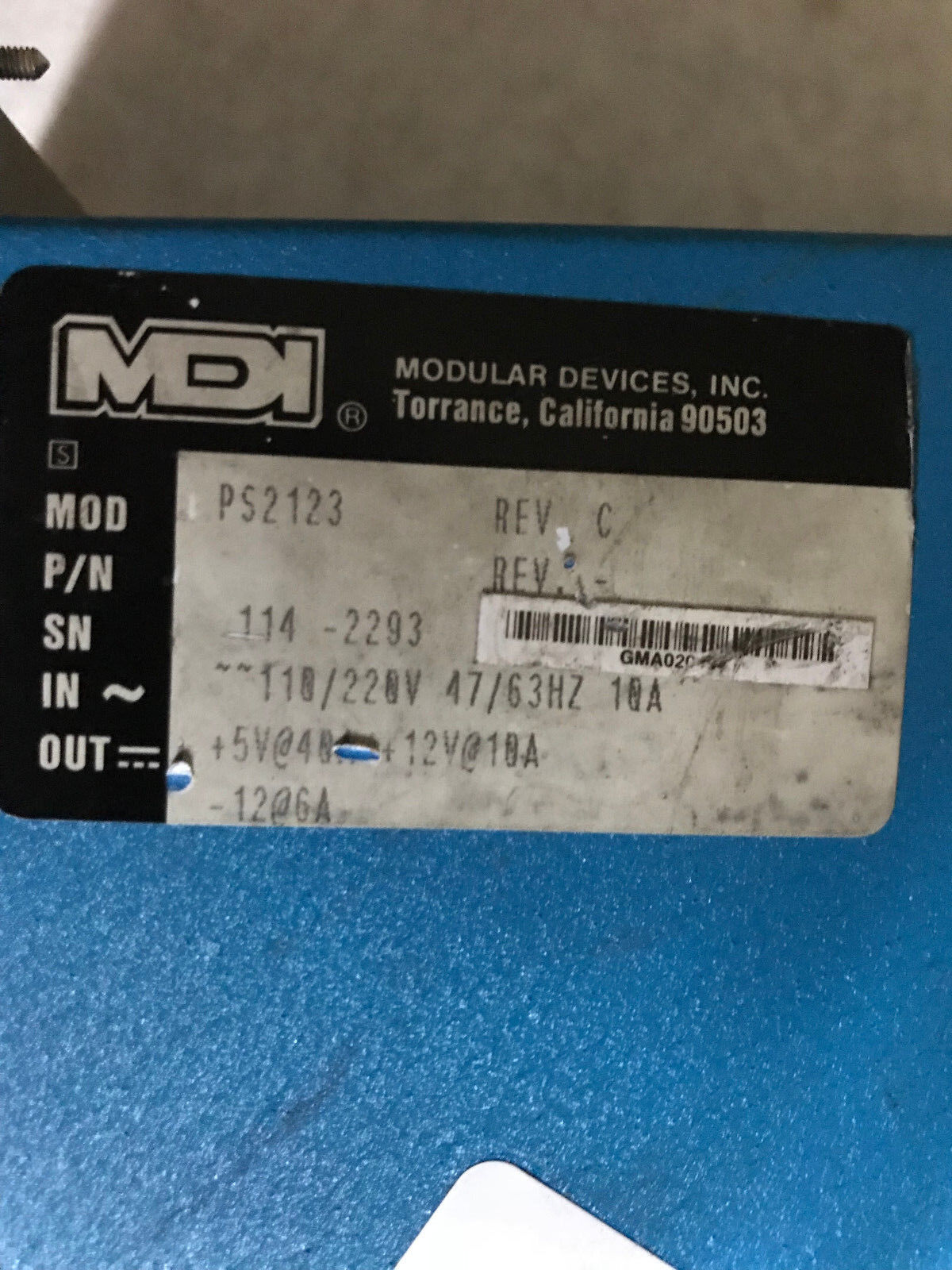 Mdi Ps2123 Plug-In Power Supply, 12V Adj,Room5
