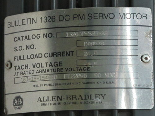 New Allen Bradley 1326Dp-S2b-A2,1326 Dc Pm Servo Motor 183-18-1548-0 Pt22896,Av