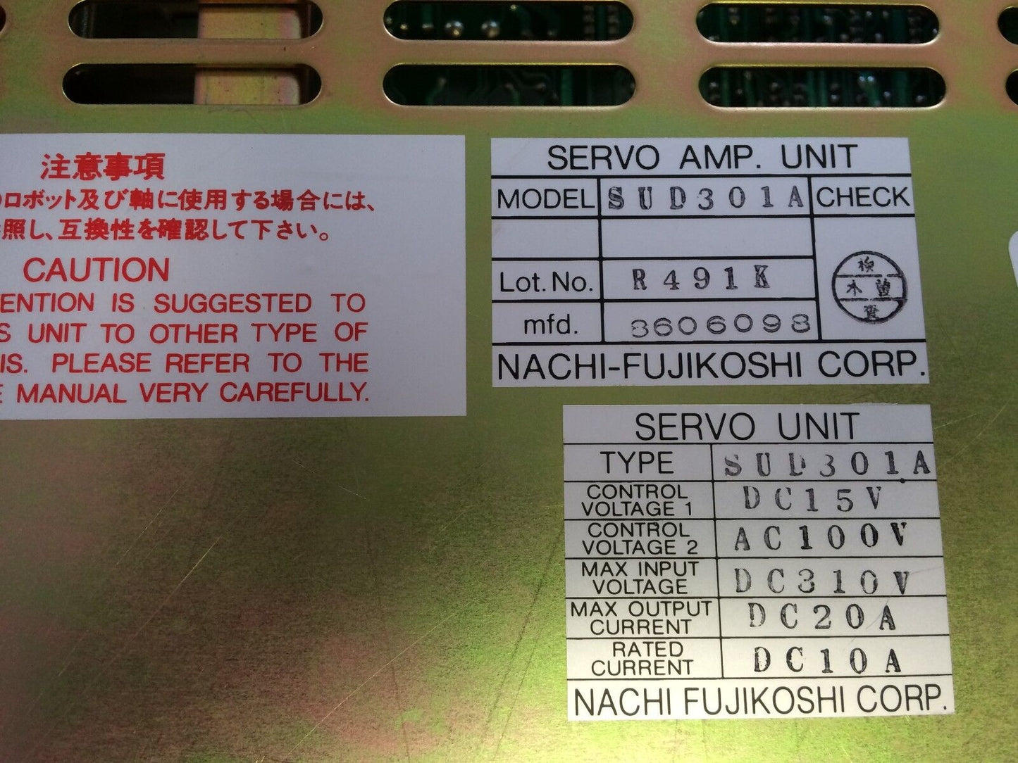 Nachi Sud301a,Sud-301A ,Nachi Fujikoshi Sud-301A,8604  Servo Amp Unit,Bi