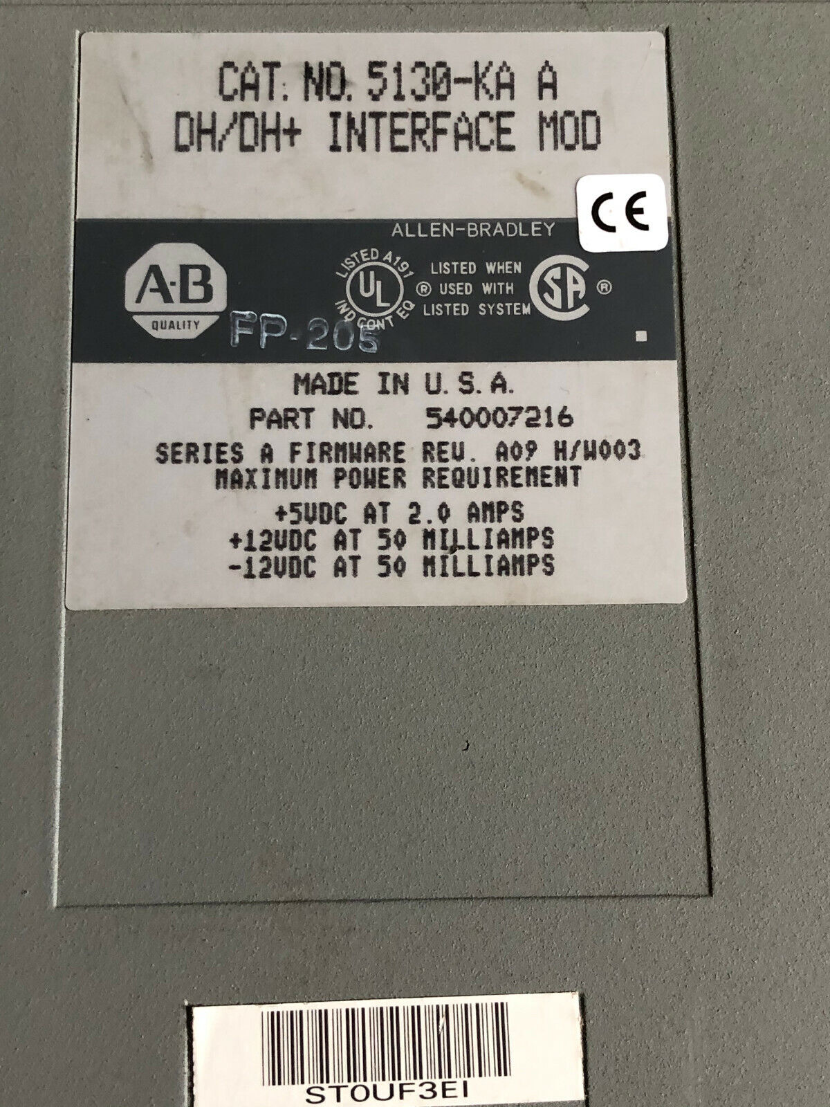 Allen-Bradley 5130-Ka A Dh/Dh+  Interface Mod,Plc Module,Ch