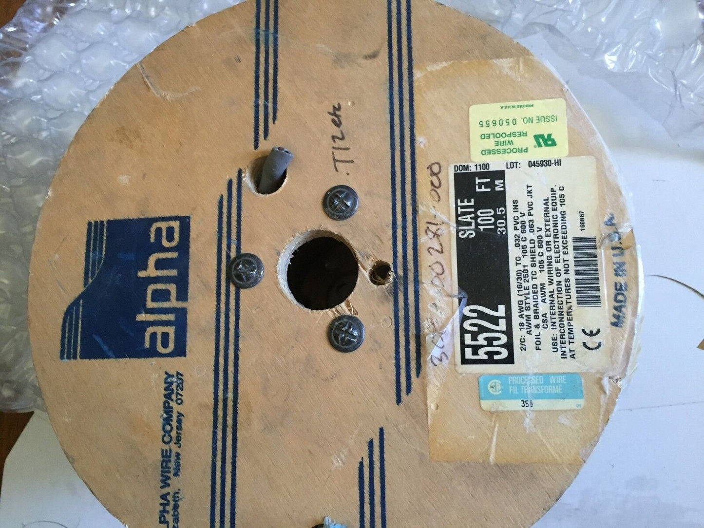 New Alpha Wire H1,5522,30' Cable 18Awg Shielded Per Ft,045951,Ll701846 Csa,Gha