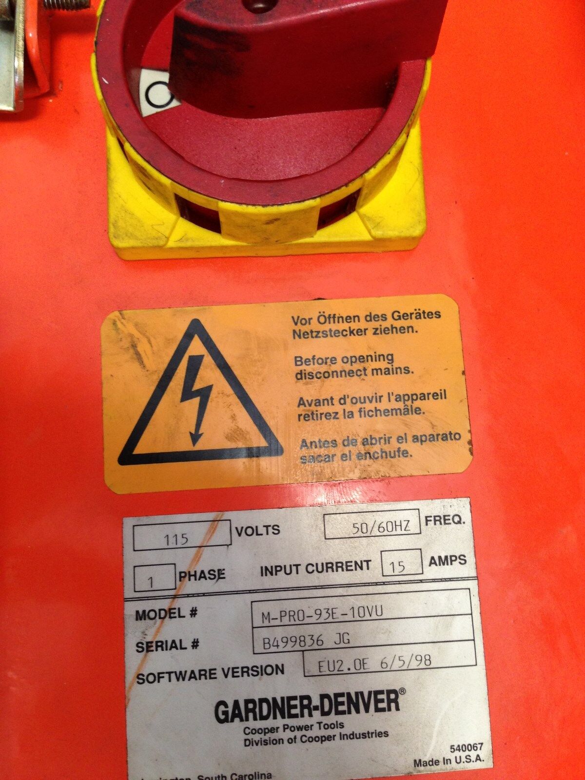 Gardner-Denver M-Pr0-93E-10Vu Power Supply Torque Control M-Pro-93E-10Vu,Tk