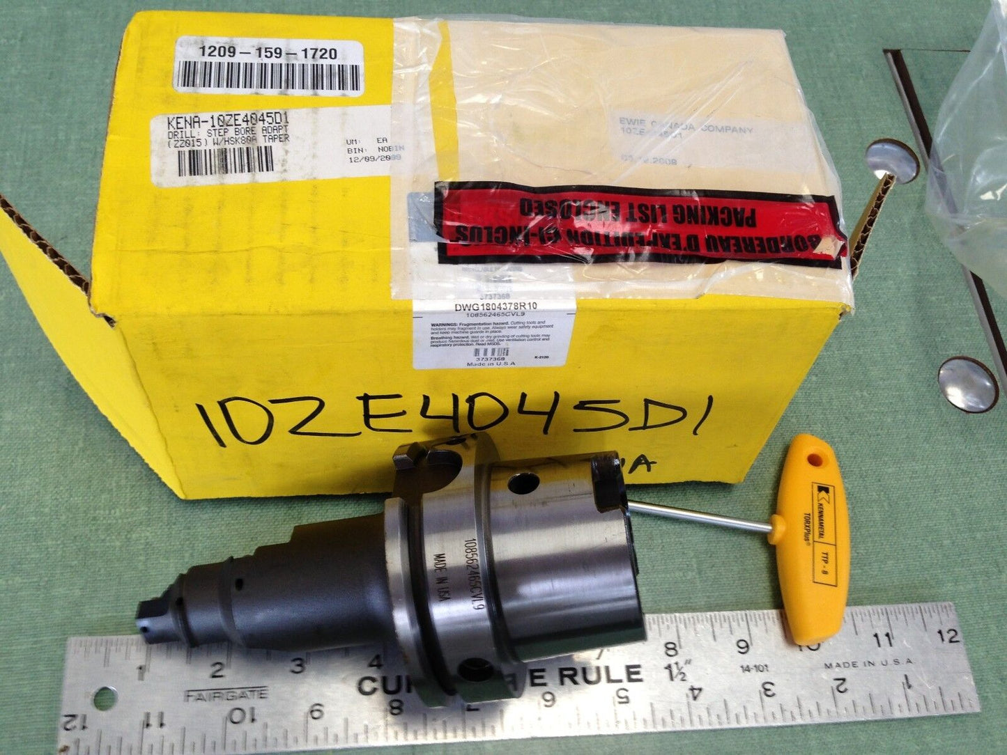 Erickson Dwg1804378r10 Indexable Boring Step Milling Drill,Hsk80a 10Ze4045d1,Tc