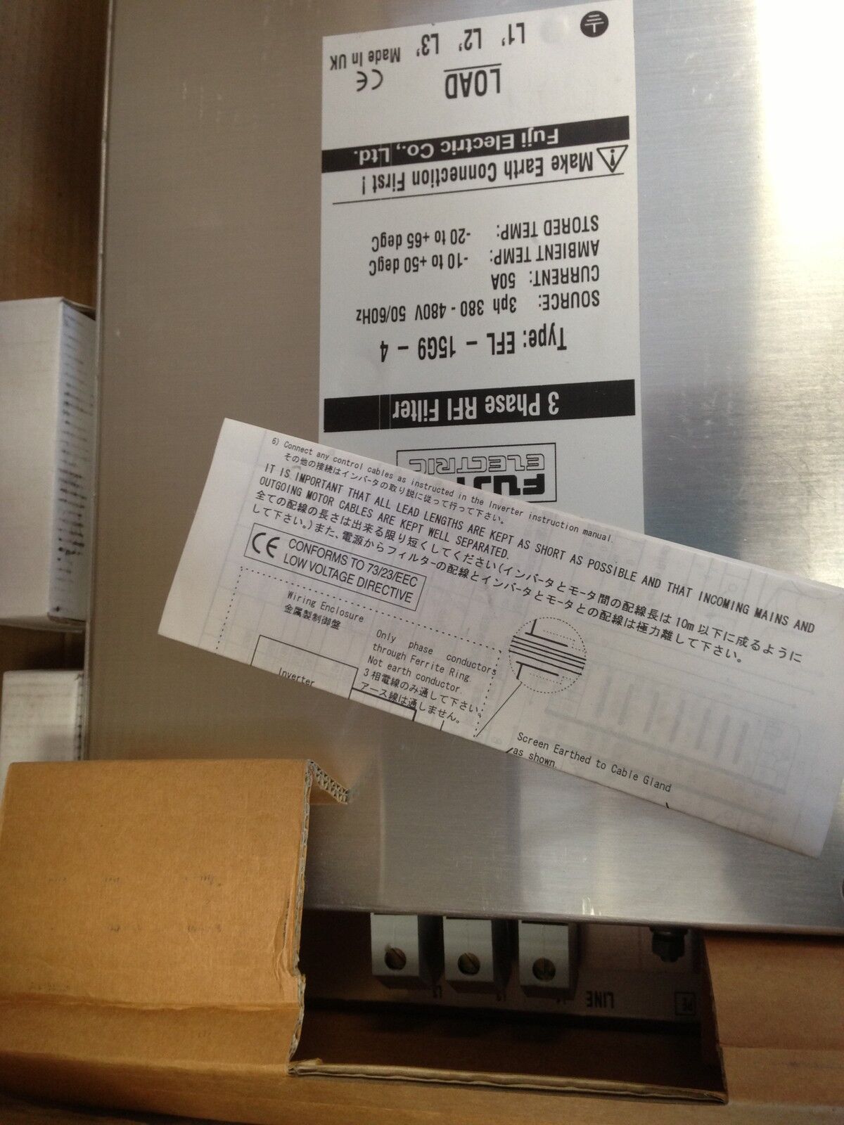 New Fuji Electric Efl-15G9-4 J Rfi Filter, 3 Phase, 380 - 480 Vac,F8-247117,Et