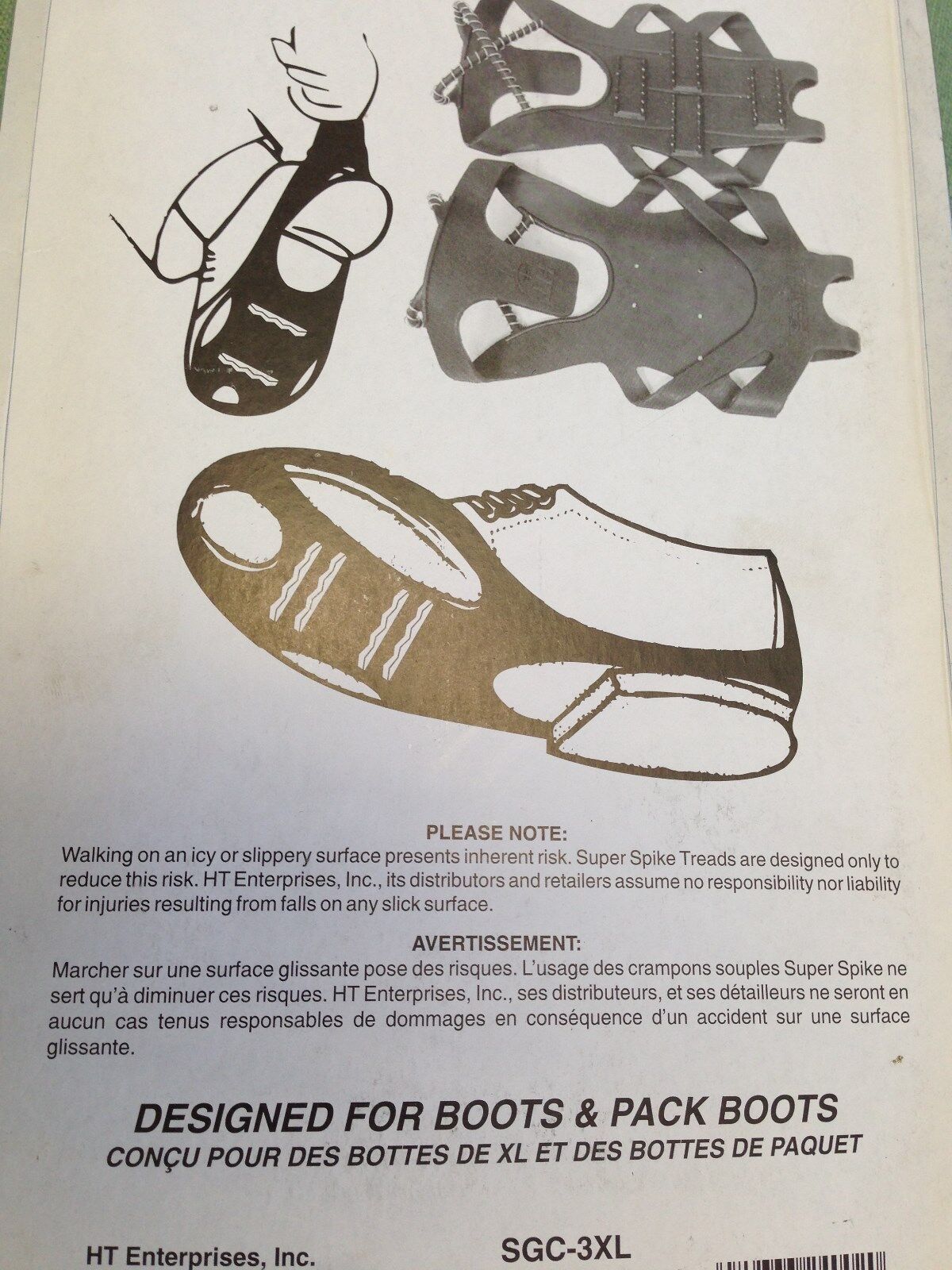 New 1 Pair Ht Sgc-3Xl All-Purpose Slip-On Coil Cleats, Sizes 12 & Up,To