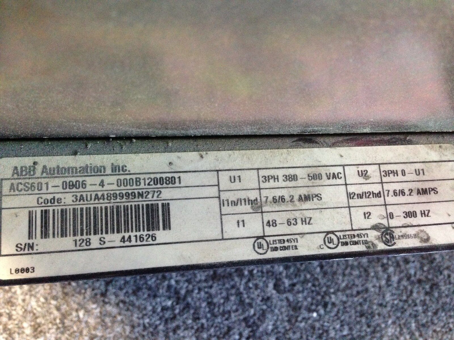 Abb Acs601-0006-4-000B1200801 Acs600 Ac Drive,3-Phase,380-500 Vac,Abb Acs600,Aa