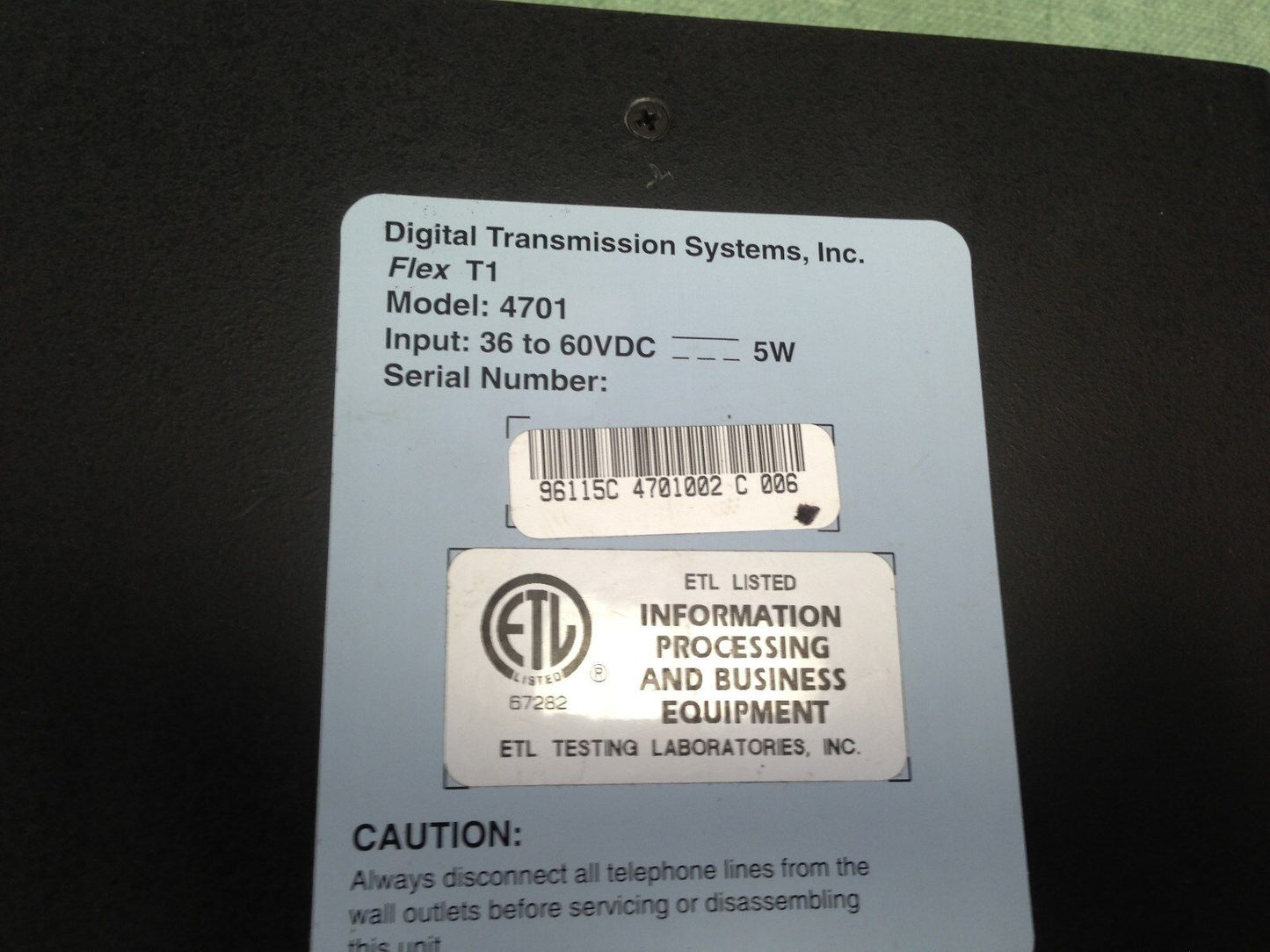 Digital Transmission Systems Dts 4701 Flex-T1, 5 Watts, 36-60 Vdc,Ax