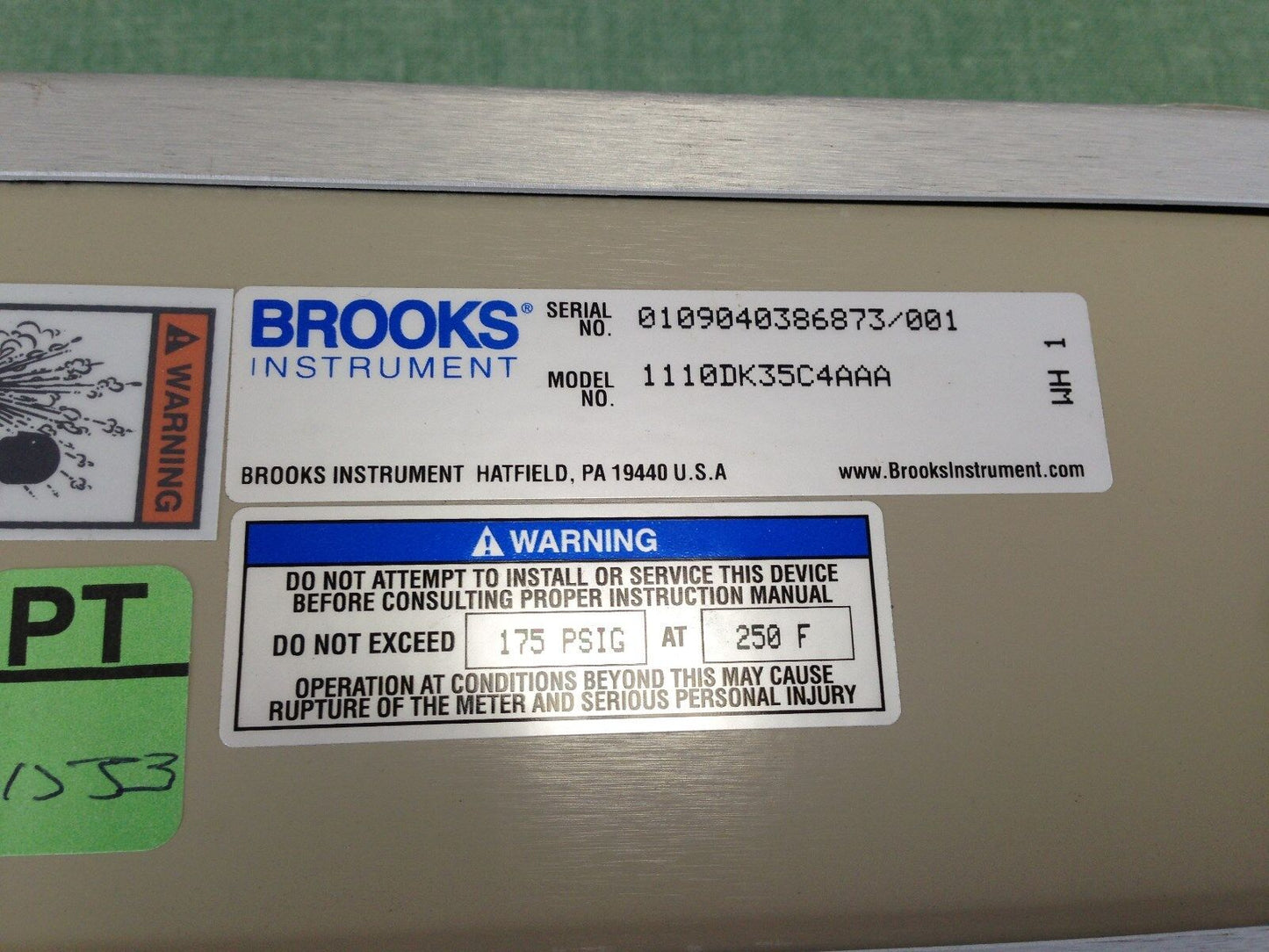 New Brooks 1110Dk35c4aaa Glass Tube Full-View Flowmeter, 7.3 Gpm,Tg