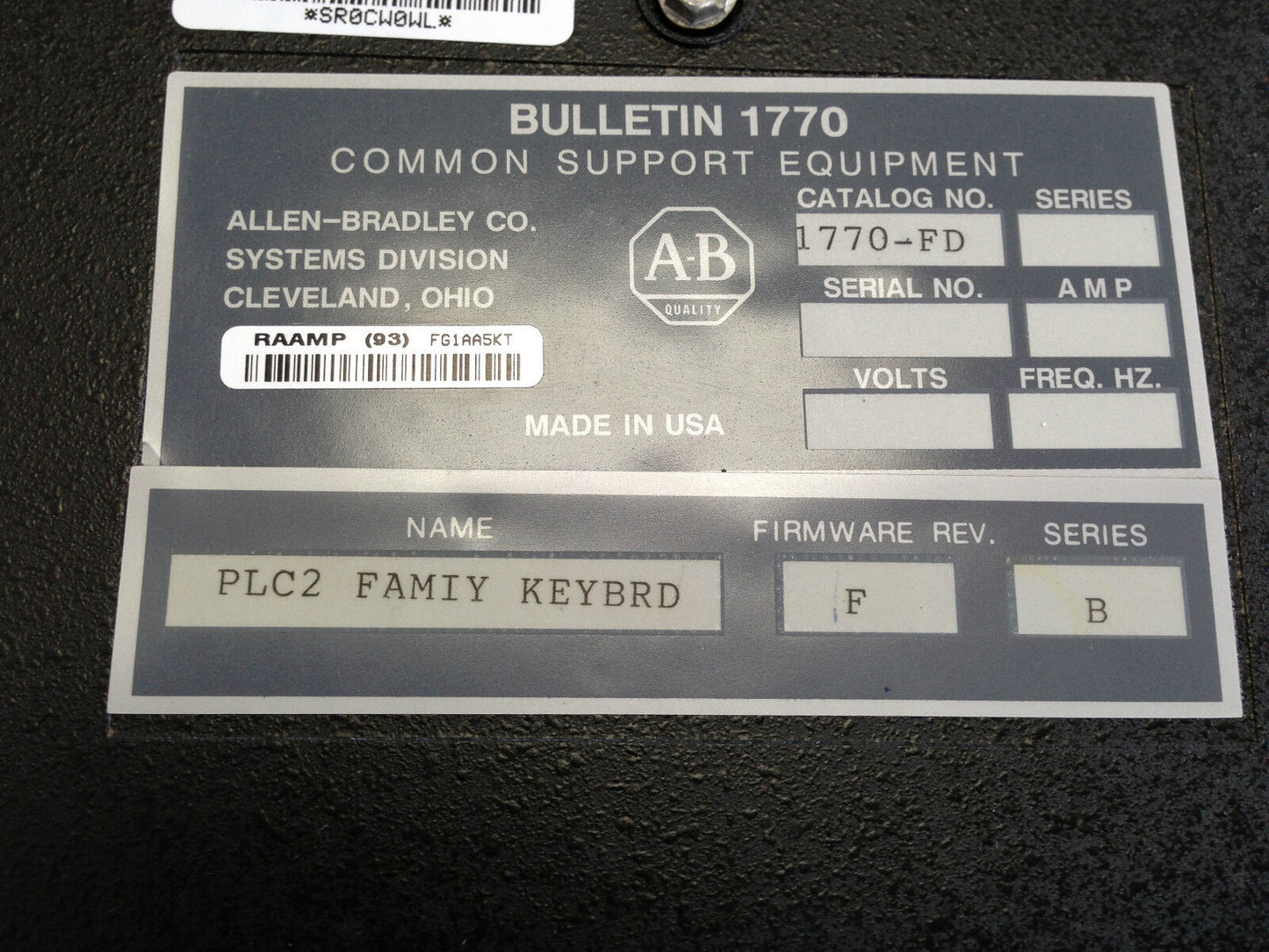 Allen Bradley 1770-Fd Plc2 Famiy Keyboard F Series B,To