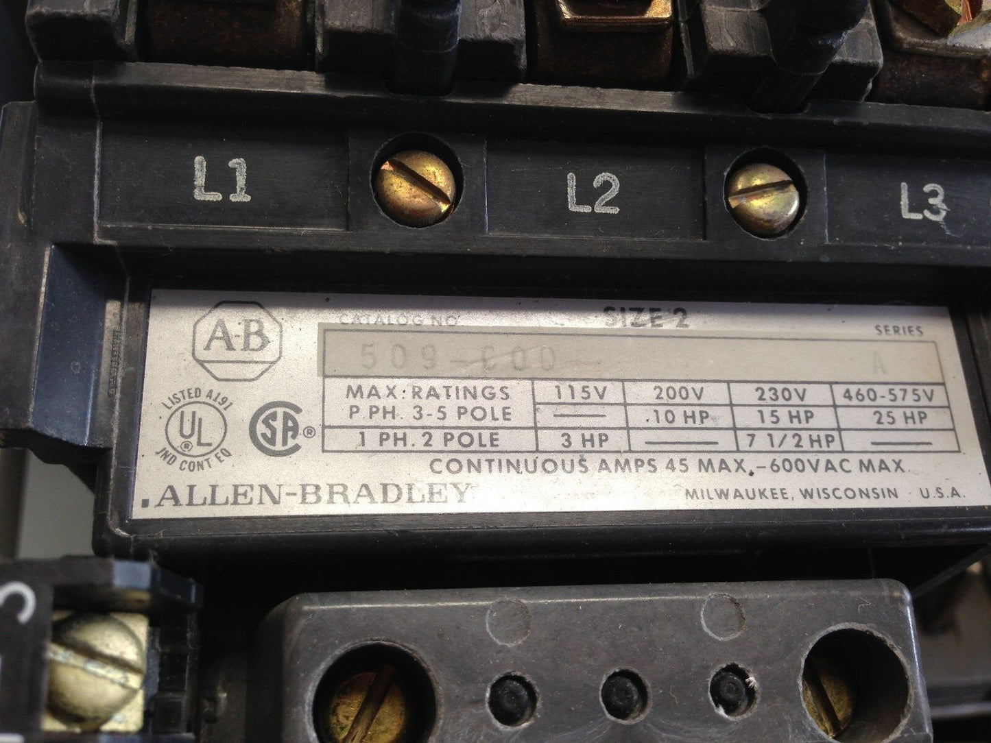 2112B Cdb 6X 25 Allen-Bradley 509-Cod Size 2,25Hp 480V Starter Control 595-A,Aj