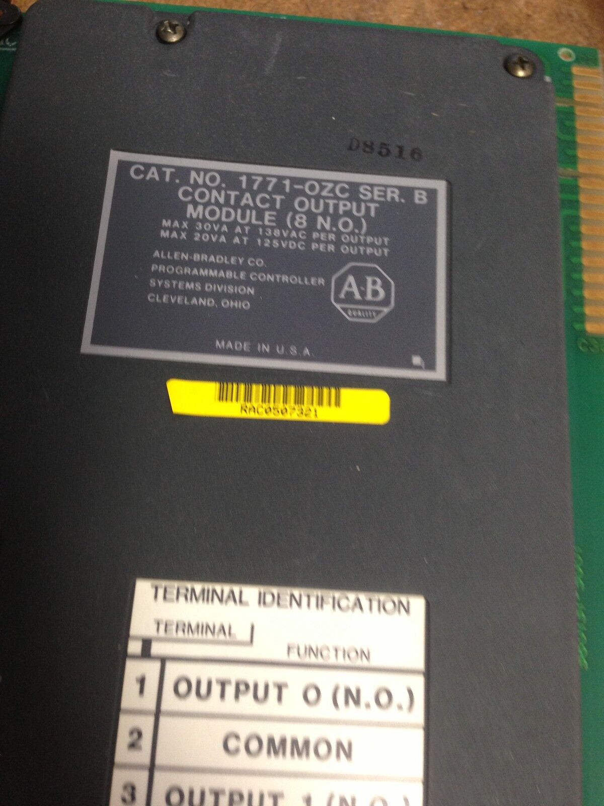 Allen Bradley Cat 1771-Ozc,1771-0Zc,120V Ser.B Contact Output Module (8 N.O.),Ew
