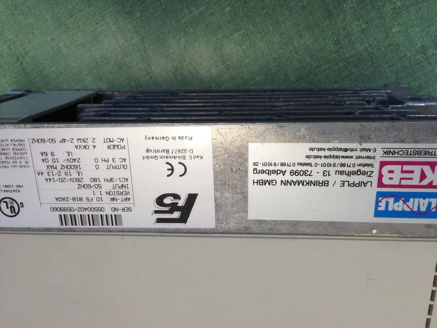 Keb Combivert F5 10.F5.B1b.2A0a Frequency Inverter Drive 10.F5.B1b-2Aoa 4.0K,To