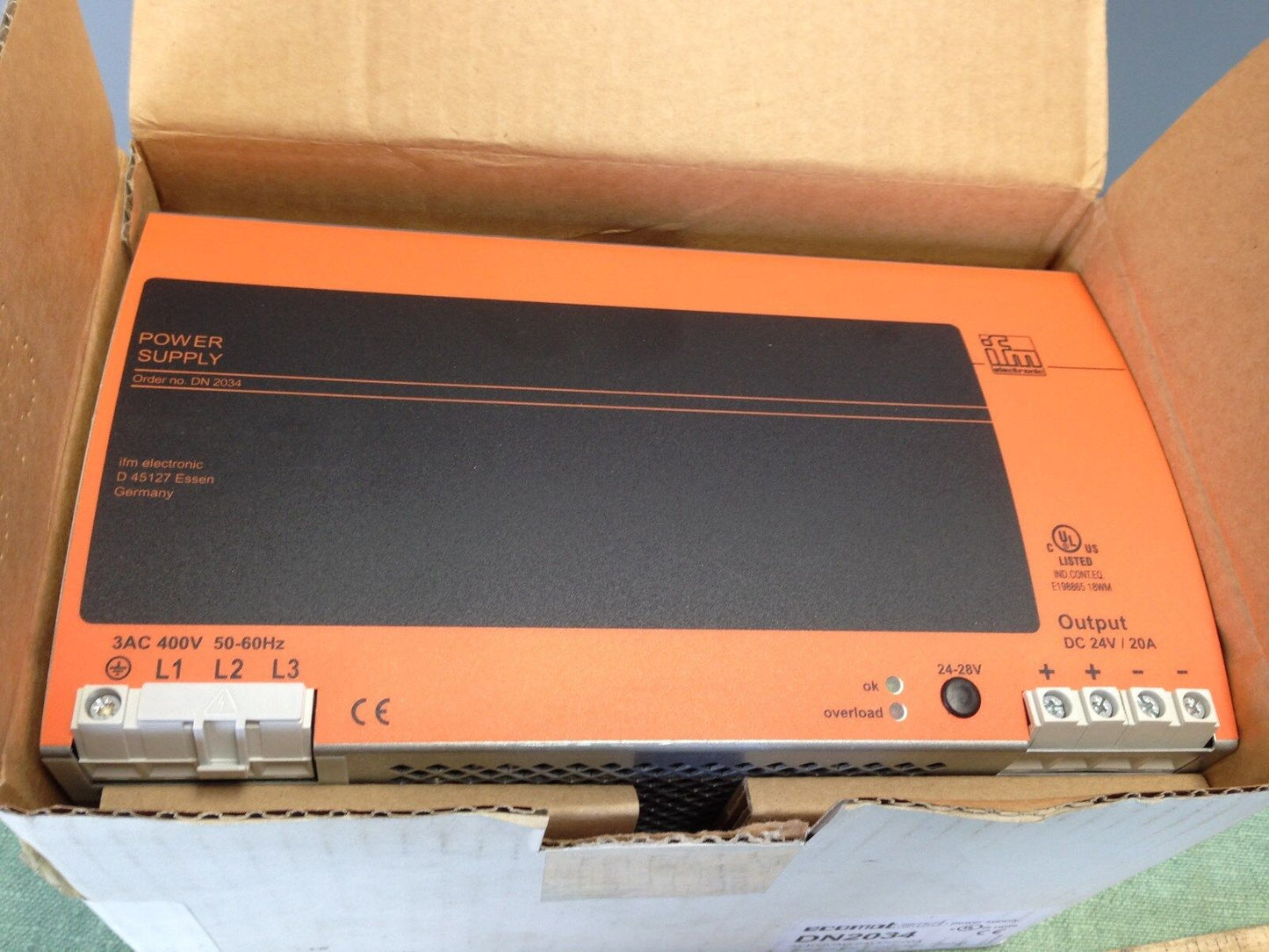 New Ifm Electronic Ecomat 200 Dn2034 Mode Power Supply,3 X 400Vac/ 24Vdc- 20A,Ac