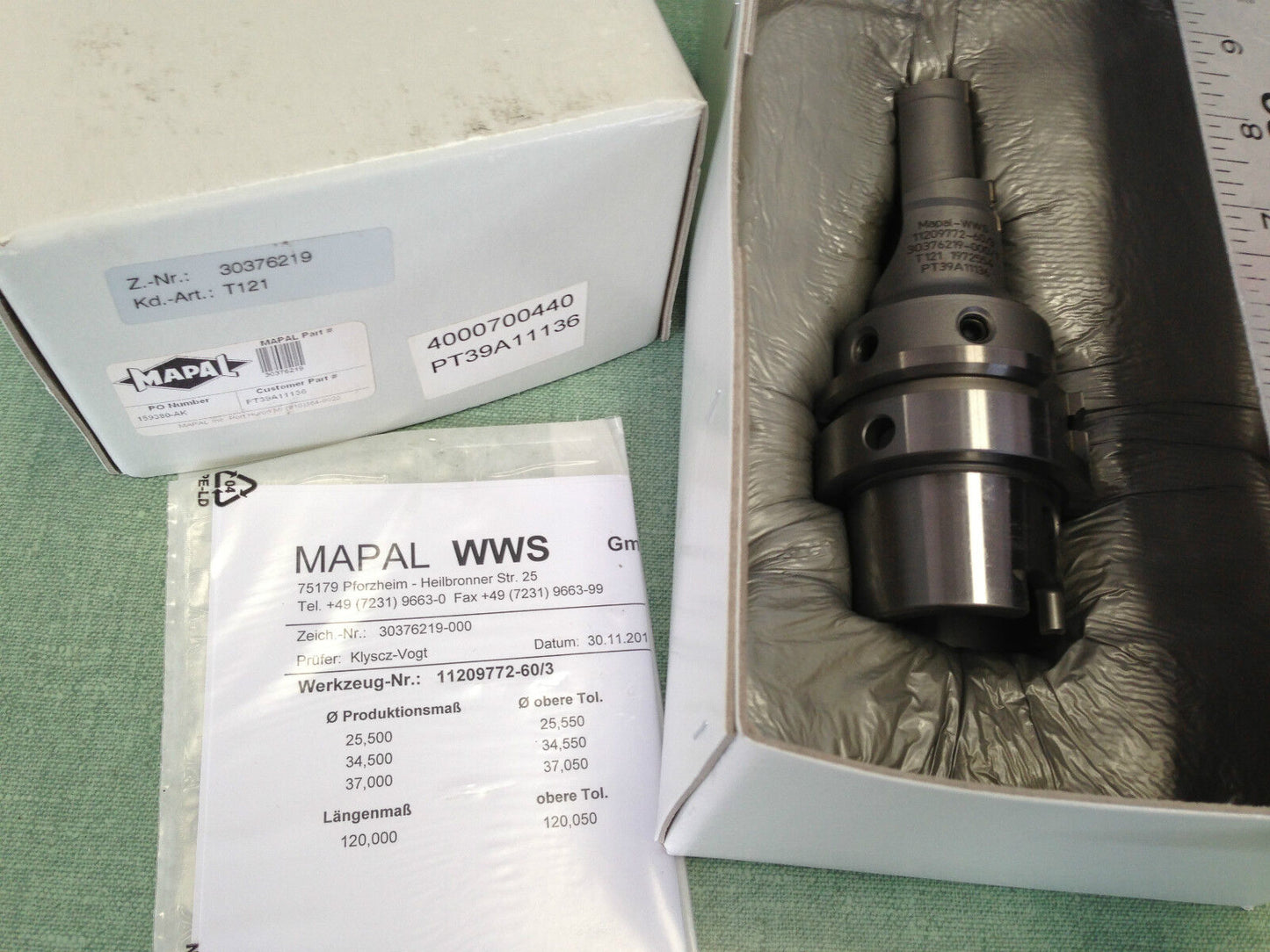 Mapal Pt39a11136 Hsk-A-63 Pcd-Tip Mapal-Wws 11209772-60/3 Step Milling Tool,Tc