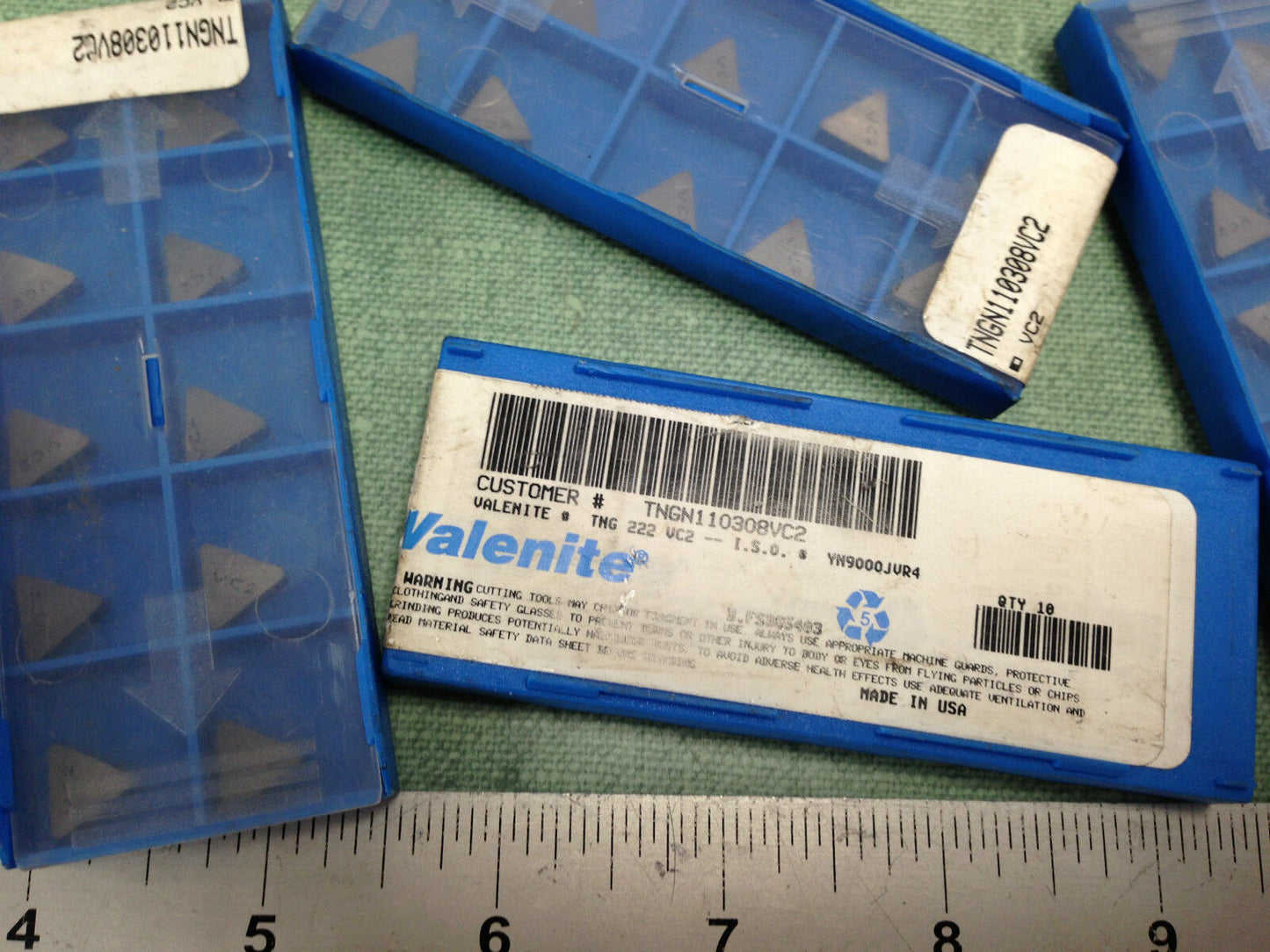 New Lot 90 Valenite Tng 222 Carbide Inserts, Grade Vc2 Tngn110308vc2,Bj