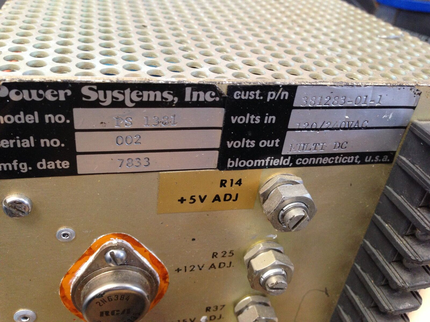 Power Systems Ps-1381 Multi-Dc Power Supply,120/240 Vac,Ps 1381,381283-01-1,Ex