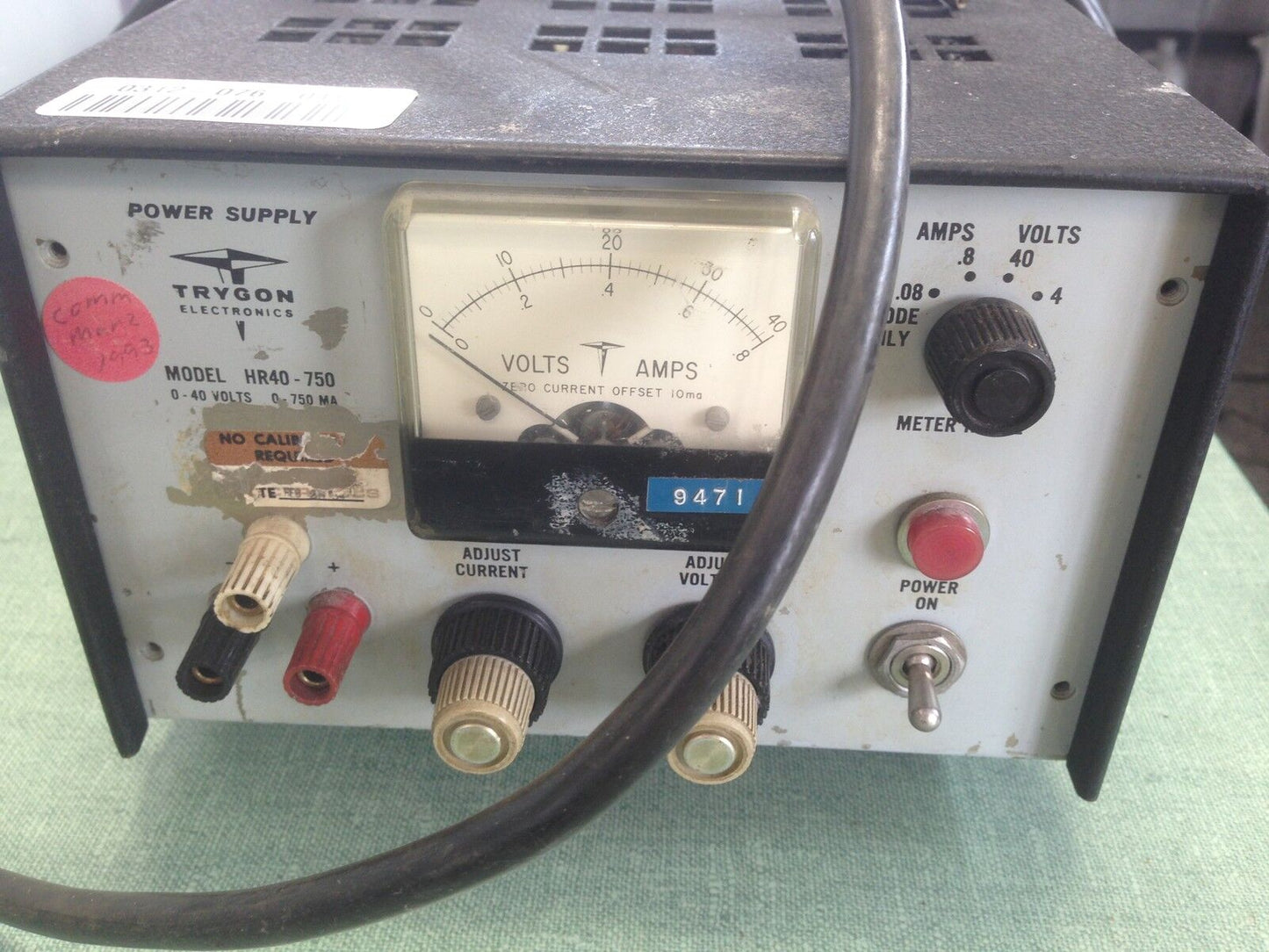 Trygon Hr40-750 Dc Power Supply, 0-40 Volts ,Ar